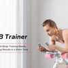 A woman is using a MERACH Adjustable AB Trainer exercise machine in a bright room.