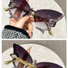 Cat Eye Rimless Butterfly Sunglasses with UV400 Protection