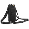 Black adjustable sling water bottle carrier bag with shoulder straps
