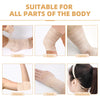 Various applications of pre-wrap athletic foam tape including ankle, knee, calves, elbows, hand, and headband.