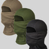 Three sets of breathable mesh balaclava face masks in olive green, khaki, and black.