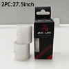 A box containing two bicycle puncture protection liners, one white tube and one cylindrical piece.