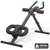 A black adjustable core abdominal trainer with handles and a weight capacity label.