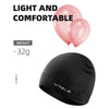 Black Wrels windproof thermal knit beanie hat shown next to pink balloons.