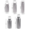 A set of stainless steel sport water bottles in various sizes from 15oz to 50oz