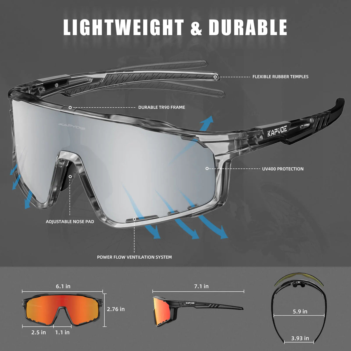 Kapvoe Polarized Cycling Sunglasses with UV400 Protection