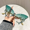 Cat Eye Rimless Butterfly Sunglasses with UV400 Protection
