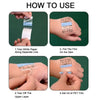 Instructions showing how to use a waterproof film dressing for tattoo aftercare by tearing off layers