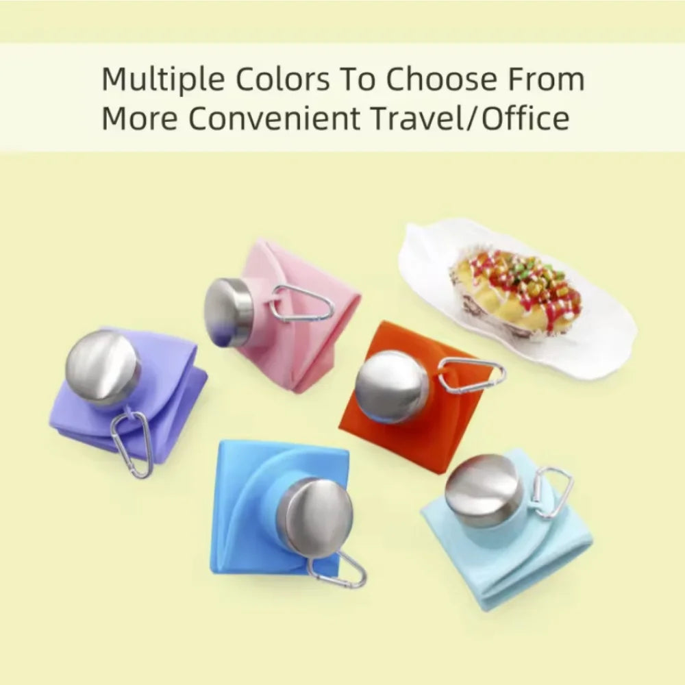 A collection of multiple colored collapsible silicone travel water bottles displayed on a light background.