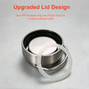 A close-up view of a stainless steel lid and gasket assembly for a water bottle.