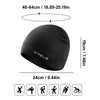 Black windproof thermal knit beanie hat shown with various activity icons.