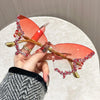 Cat Eye Rimless Butterfly Sunglasses with UV400 Protection