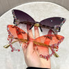 Cat Eye Rimless Butterfly Sunglasses with UV400 Protection