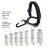 Black paracord strap with a safety ring and carabiner designed to secure water bottles.