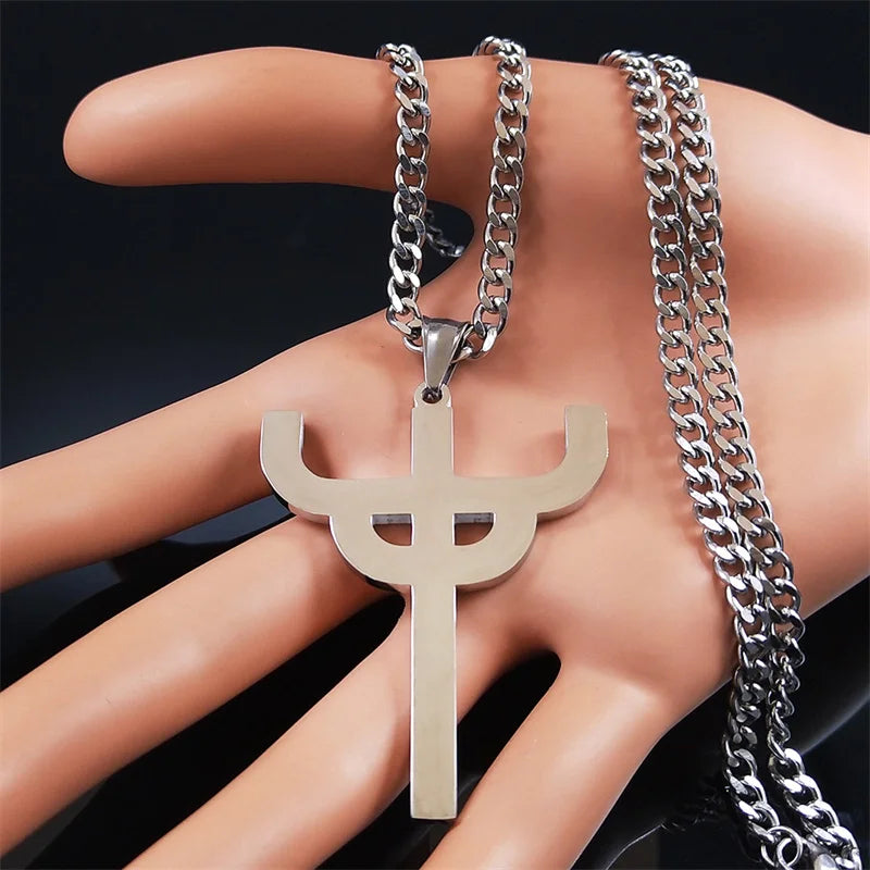 Gothic Stainless Steel Cross Pendant Necklace
