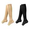 Pair of black and beige zipper compression socks for men and women