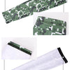 Display of camouflage tactical arm sleeves in various patterns and styles.