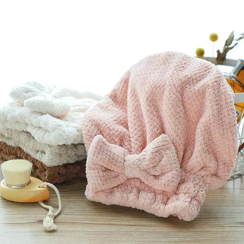 Quick-Dry Microfiber Hair Towel Wrap with Bowknot
