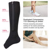 Black graduated compression socks shown with percentage breakdown and usage examples.