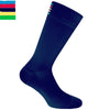 A dark blue performance cycling and sports sock shown in a side profile.