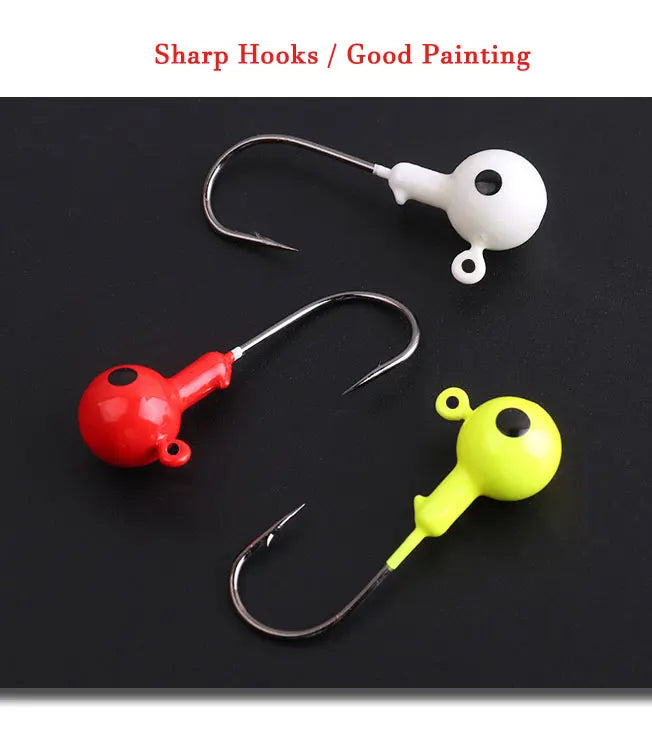 Colorful Fishing Jig Head Hooks with Soft Lure Compatibility