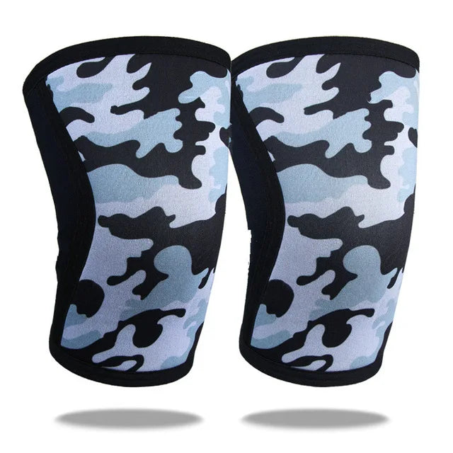 Paire de genouillères de camouflage noir et gris pour musculation et CrossFit