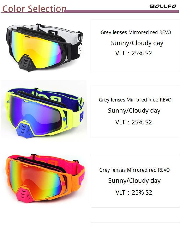 Dustproof Motocross Goggles with UV400 Photochromic Lens
