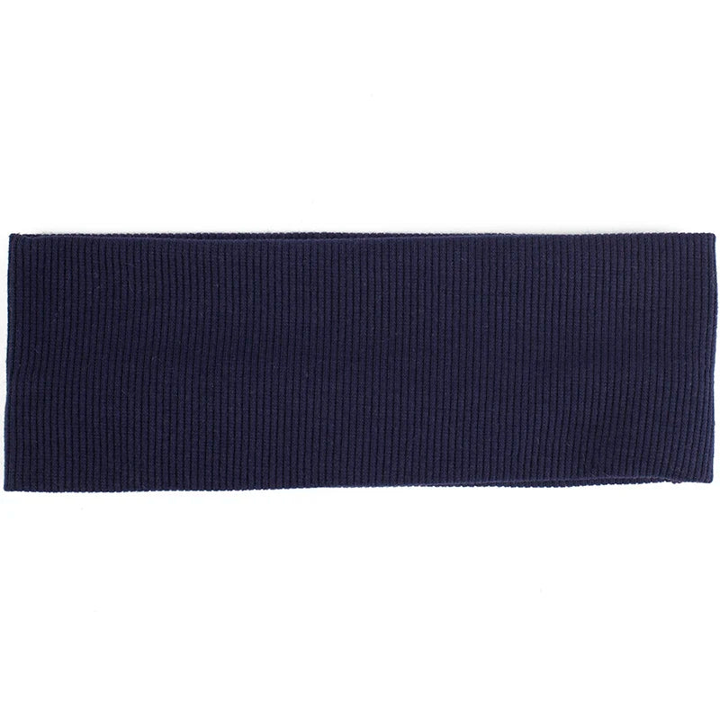 Diadema de algodón tejido azul marino oscuro para el cabello.