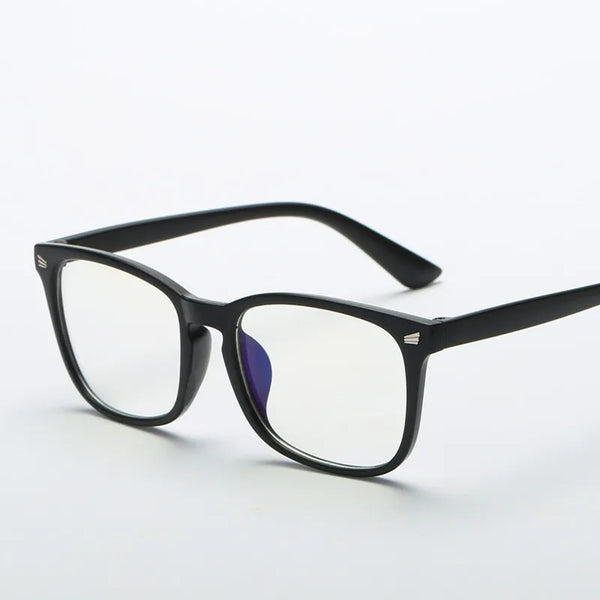 Lunettes optiques carrées noires avec un détail accent violet