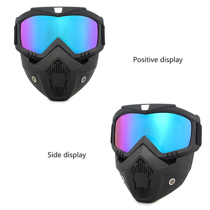 Protective Motorcycle Face Mask with Full-Face Goggles