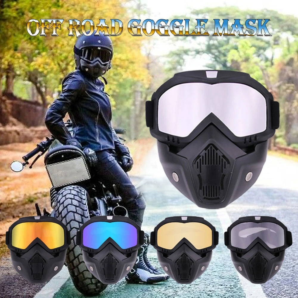 Protective Motorcycle Face Mask with Full-Face Goggles