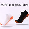 Cinq paires de chaussettes de compression multi-random présentées sur fond blanc.