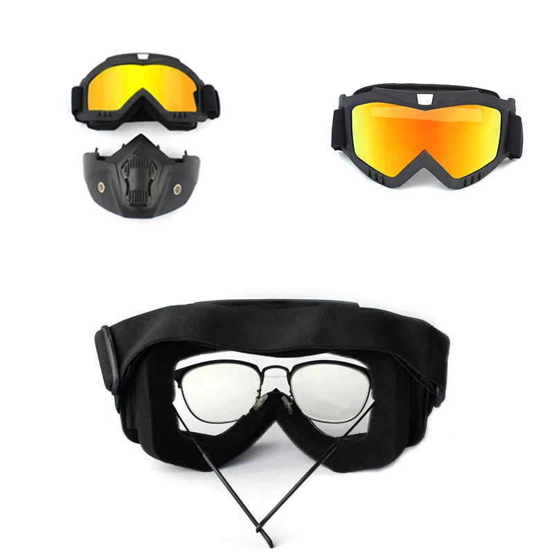 Protective Motorcycle Face Mask with Full-Face Goggles