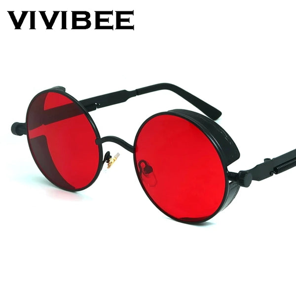 Steampunk Round Sunglasses with Alloy Frame and UV400 Protection