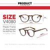 A pair of orange-framed glasses with a tortoiseshell pattern shown in various views and dimensions.