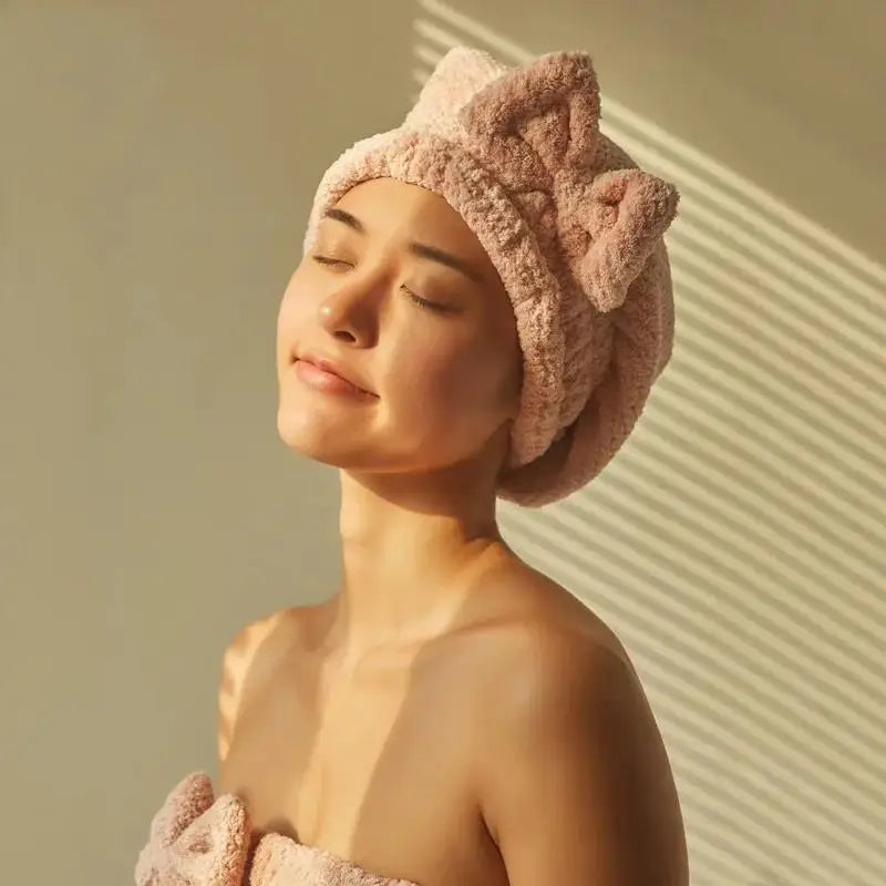 Quick-Dry Microfiber Hair Towel Wrap with Bowknot