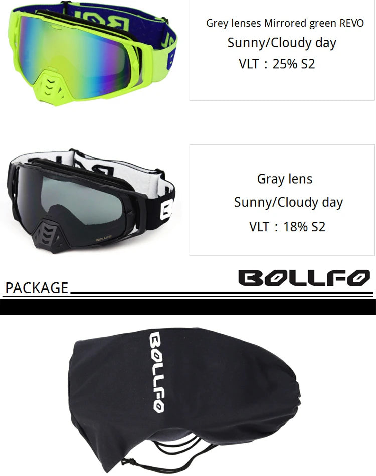 Dustproof Motocross Goggles with UV400 Photochromic Lens