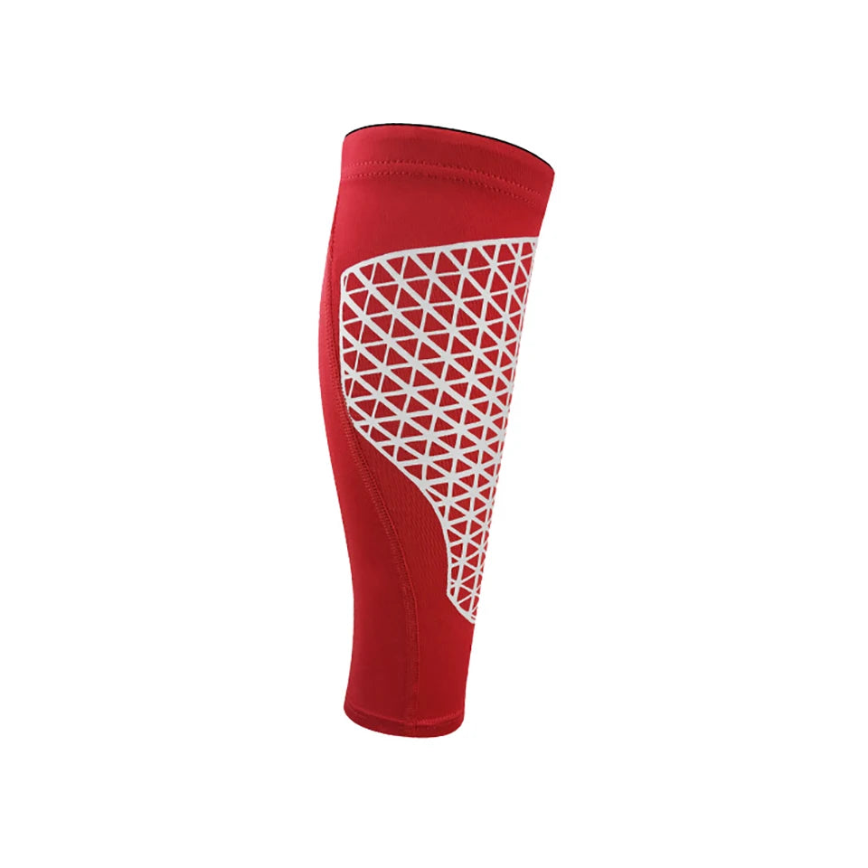 Rote Kompressionsstrumpfhose mit weißem geometrischem Muster vorne.