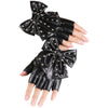 Schwarze vernähte Lederhandschuhe für die Hand.