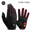 A pair of black and red S169-1-Red cycling gloves shown against a white background.