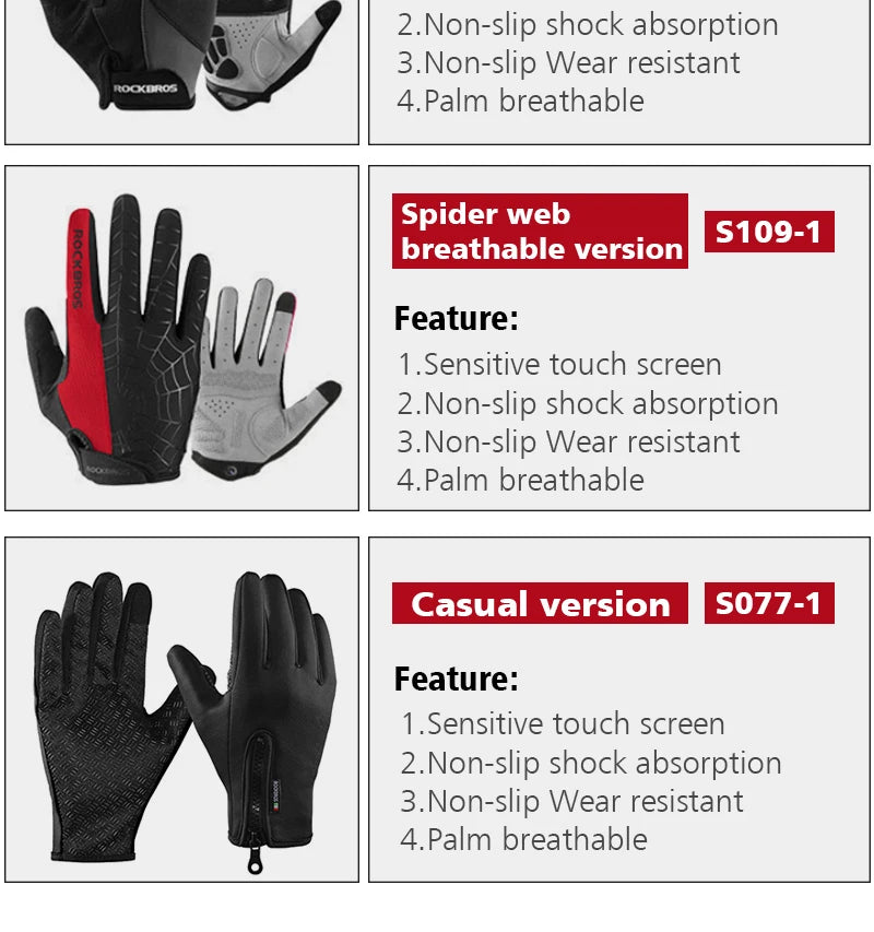 Comparison of Spider web breathable version and Casual version of All-Weather Cycling and Riding Gloves.