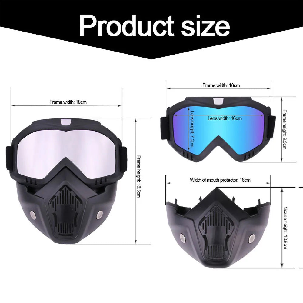 Protective Motorcycle Face Mask with Full-Face Goggles