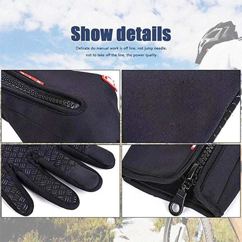 Touchscreen Warm Winter Gloves with Zipper Closure