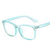 Light blue square full frame optical glasses with a flexible arm