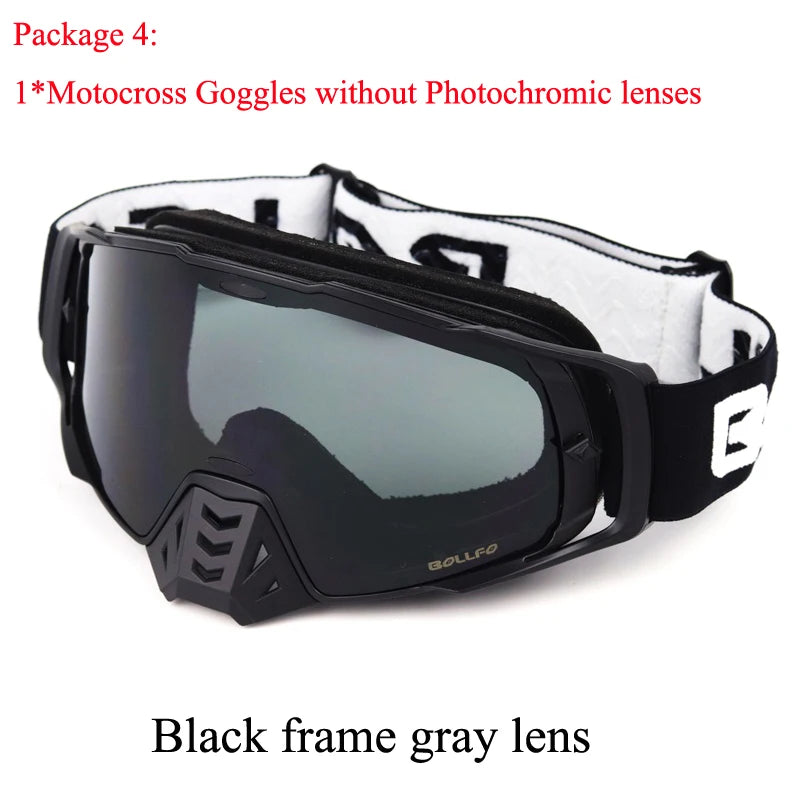 Dustproof Motocross Goggles with UV400 Photochromic Lens