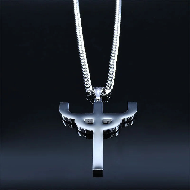 Gothic Stainless Steel Cross Pendant Necklace