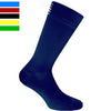A dark blue performance cycling and sports sock shown in profile.