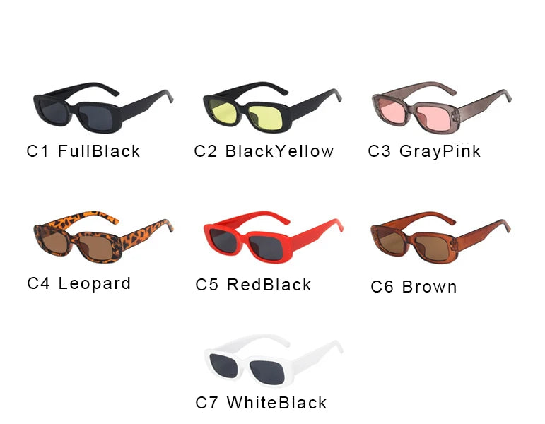 Retro Rectangle Sunglasses with UV400 Protection