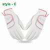 Pair of white golf grips with pink accents and K-Pro branding shown from the palm side.