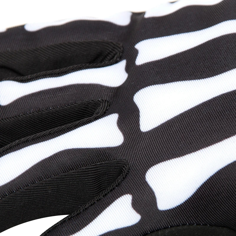 Black and white striped cycling gloves showing the palm area.